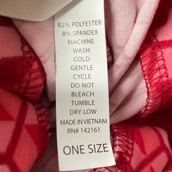 Lularoe Leggings Geometric Heart Honeycomb Red Pink One Size - Picture 7 of 9